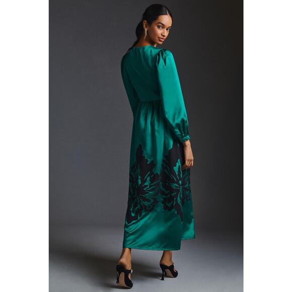 NWT Anthropologie Nikasha Embroidered Satin Dress - XS - Picture 4 of 7